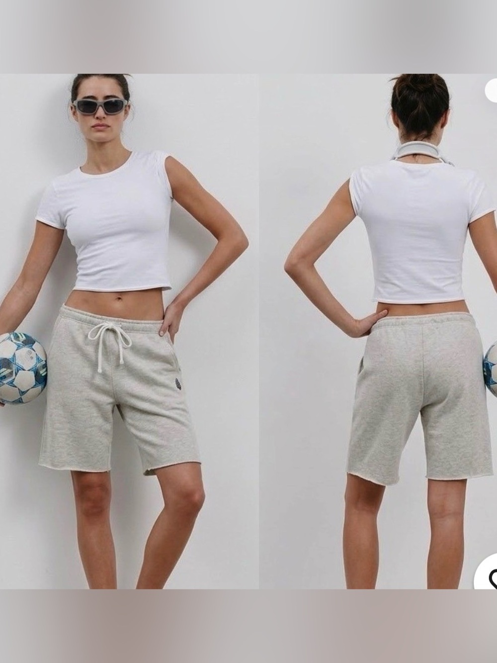 Free People For The Win Long Shorts in Oatmeal Heather Size XL